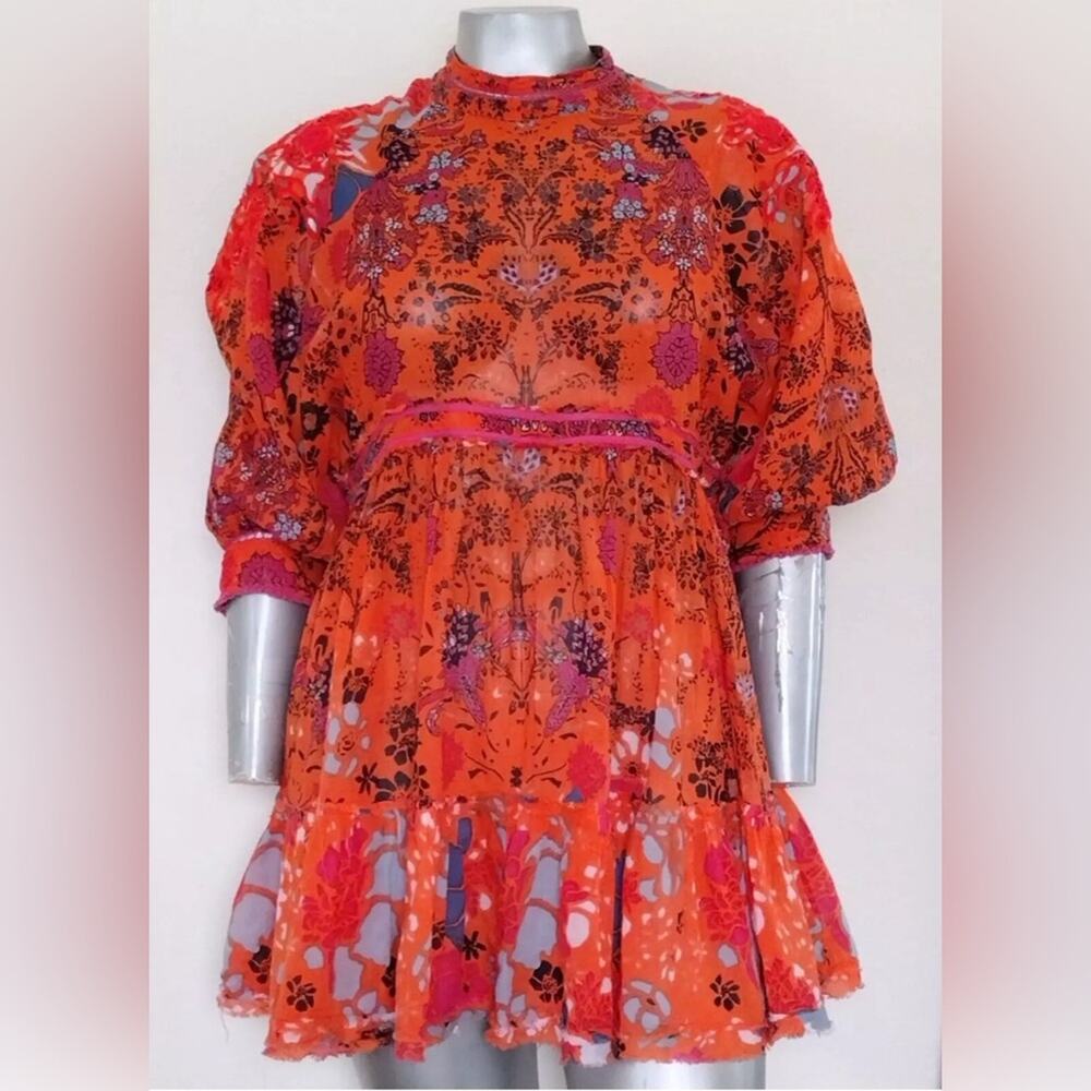 FREE PEOPLE frayed hem open back dress